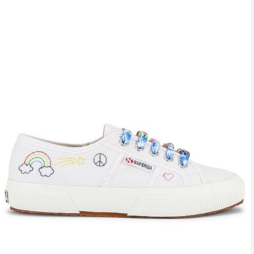 278 Superga Fantasia 2750 EMBROIDERY Women   Rainbow Peace size 39. NWT - Picture 11 of 11